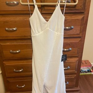 View and I White Tie-Back Faux-Wrap Midi Dress